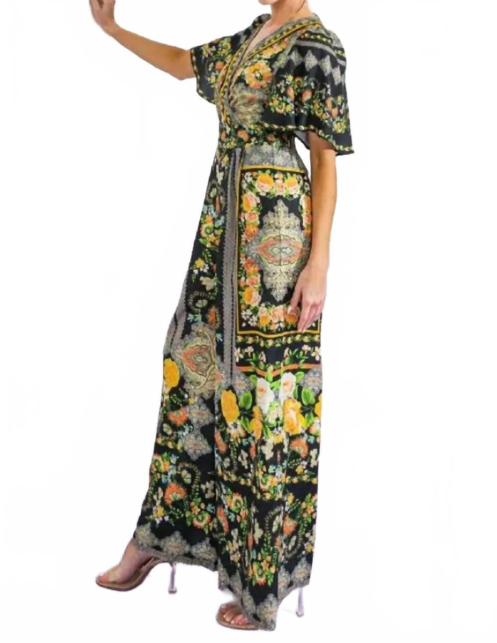 NEW FLYING TOMATO women's printed woven jumpsuit in black multicolor - Picture 6 of 6